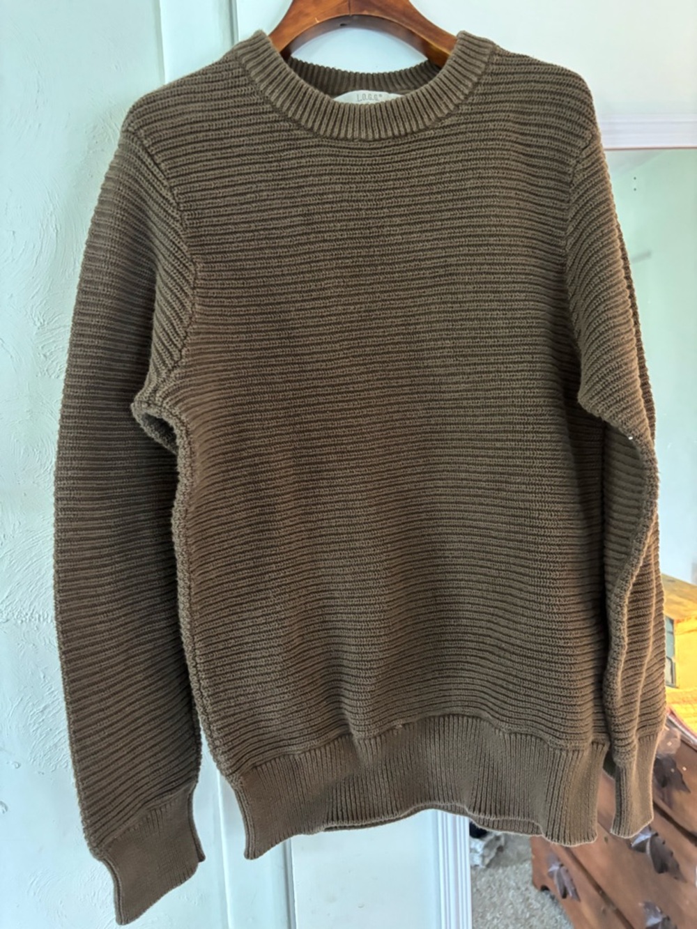 H&M Men's Brown Ribbed Crewneck Sweater
